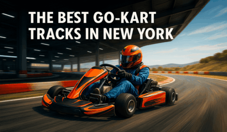 Go-kart racer on indoor-outdoor track in NYC